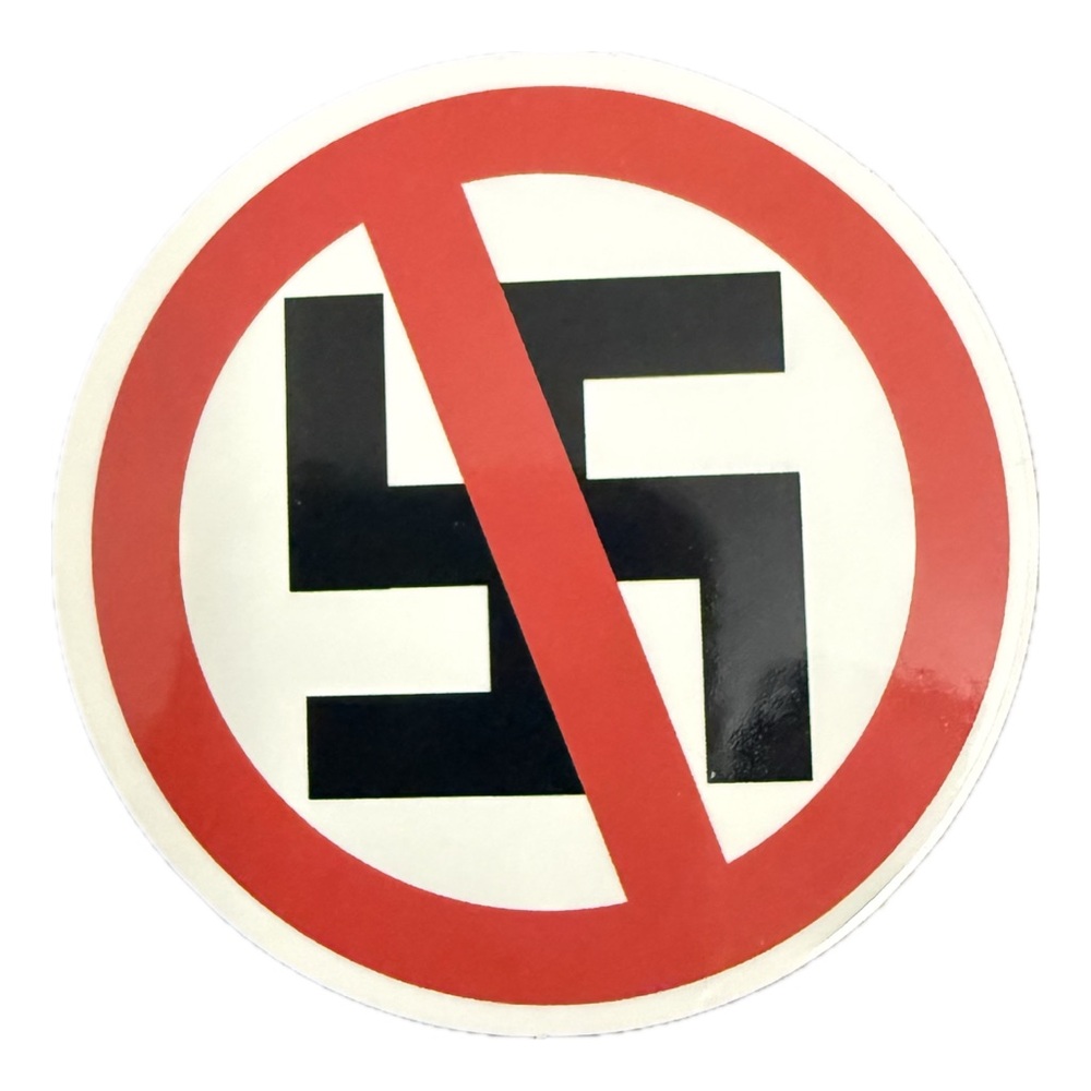 Urban Skateboarding No Nazi Symbol Round Sticker - Black & Red